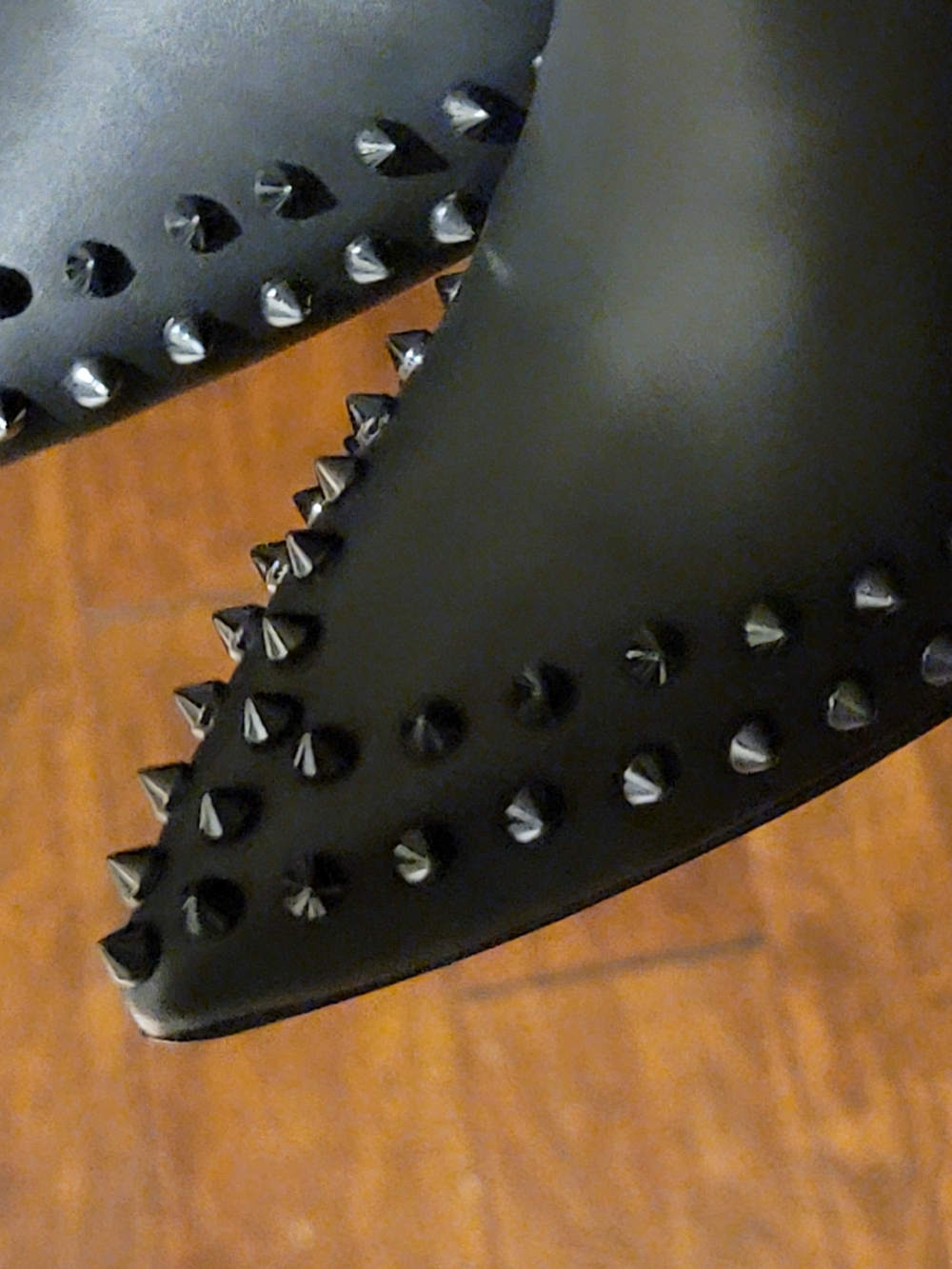 Women's Black Studded Pointed Leather Shoes With Fun Spikes
